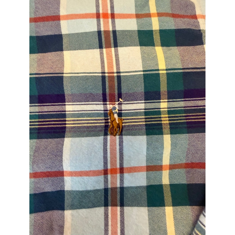 Polo Ralph Lauren Mens Slim Fit Plaid Button Down Shirt Large Blue Green Multi - Picture 3 of 11